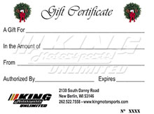 King Motorsports Gift Certificates