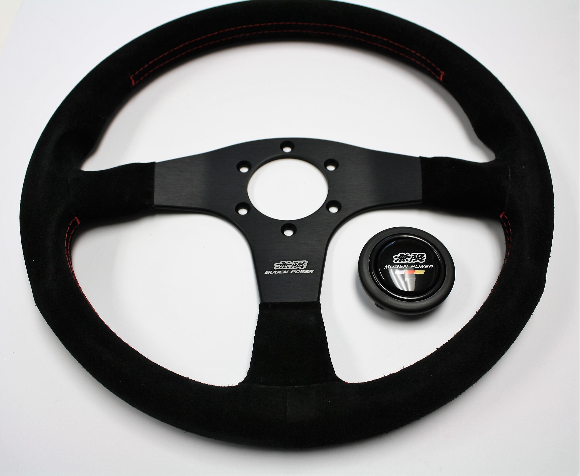 시/ソウルコン Mugen Racing 3 Steering Wheel Suede with Red Stitch 53100