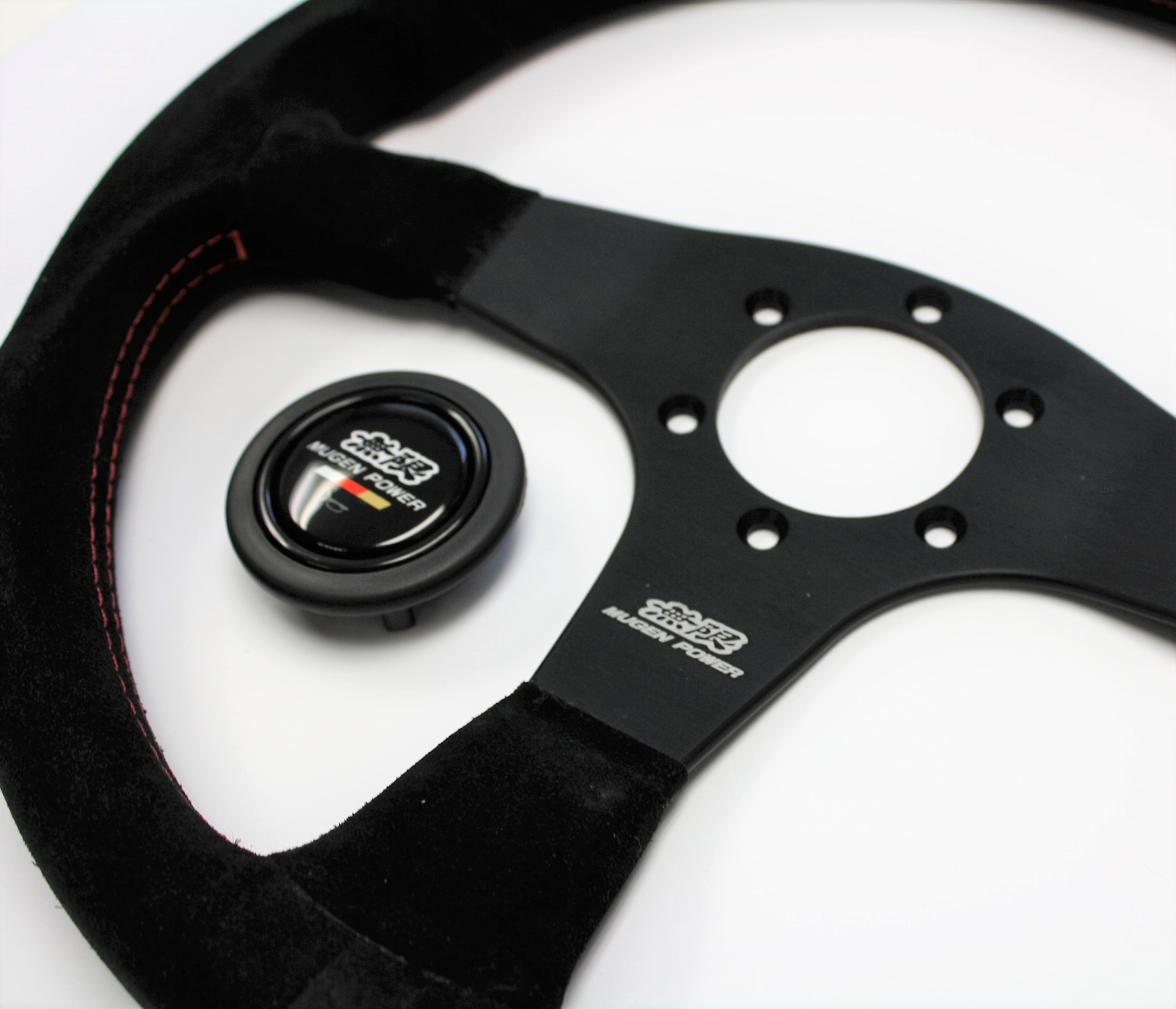Mugen Racing 3 Steering Wheel Suede with Red Stitch 53100-XG8-K1S0