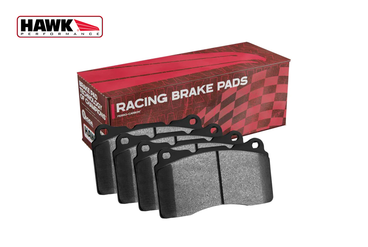 Hawk Performance Blue 9012 brake pads, ideal for endurance and high-performance racing, compatible with 88-91 CRX, 93-97 Del Sol, 88-00 Civic, 90-01 Integra models, available at King Motorsports.
