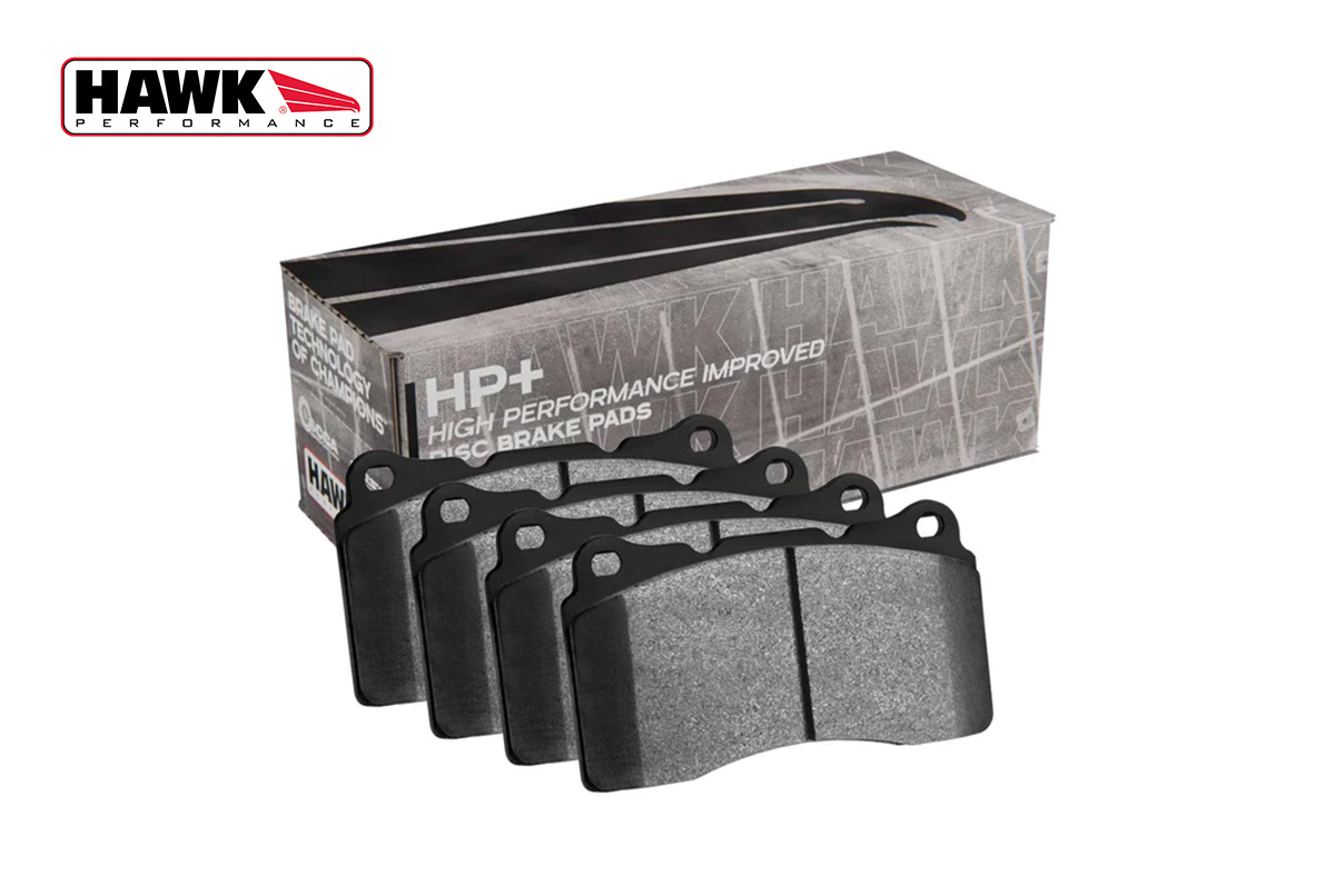 Hawk Performance HP Plus Brake Pads - Ideal for Autocross and Track Day enthusiasts. Crafted with Ferro-Carbon friction material for superior performance and reliability. Available at King Motorsports.