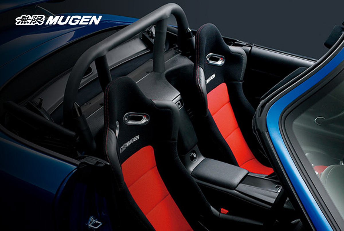 Mugen Rear 5 Points Roll Bar installed in Honda S2000, showing compatibility with soft top and Mugen Infinite hardtop
