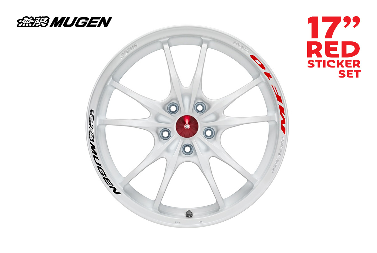 Mugen 17" Red MF10 Wheel Sticker Set - 8 pieces for painted MF10 wheels, available at King Motorsports.