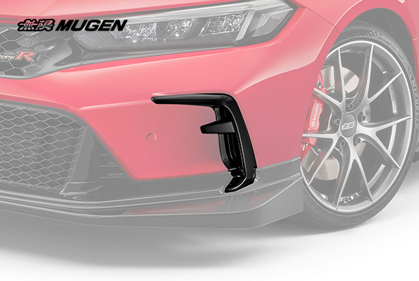 Mugen FL5 Front Bumper Garnish installed on FL5 Civic Type R bumper, available in a gloss black finish.
